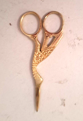Embroidery  Brass  scissors     traditional  ornate  bird  shaped  size  10cm - Afbeelding 1 van 2