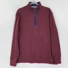 The Normal Brand Sweater Mens Large Burgundy Quarter Zip Lightweight Pullover