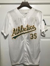 FRANK THOMAS Oakland Athletics #35 White Green Baseball Jersey Signed autograph