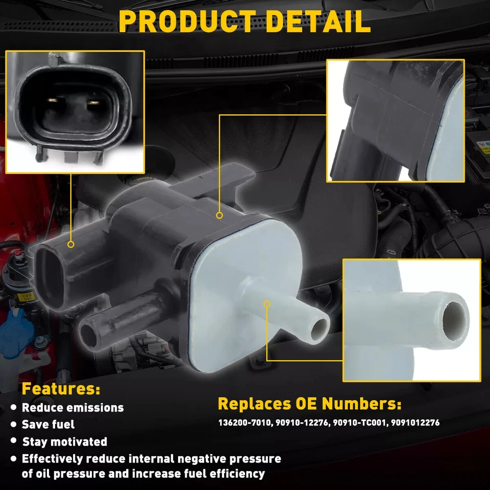 Vapor Canister Purge Valve Solenoid For Toyota 4Runner Matrix 1.8L 90910-12276 - Image 3 of 4