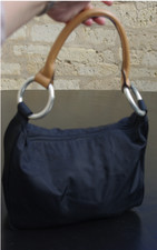 SEQUOIA : sac à main port épaule en toile nylon noire