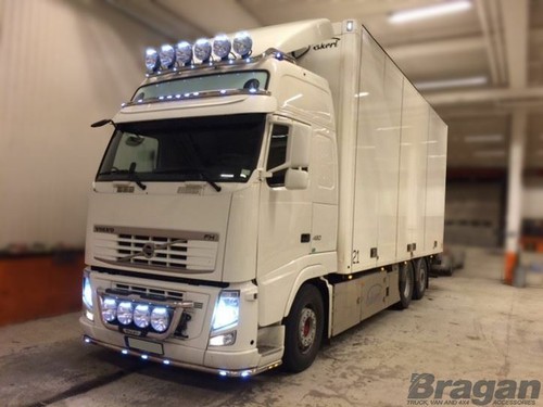 Roof Bar + Spot Lamps For Volvo FH 2 & 3 Globetrotter Standard Stainless Truck - Picture 10 of 12