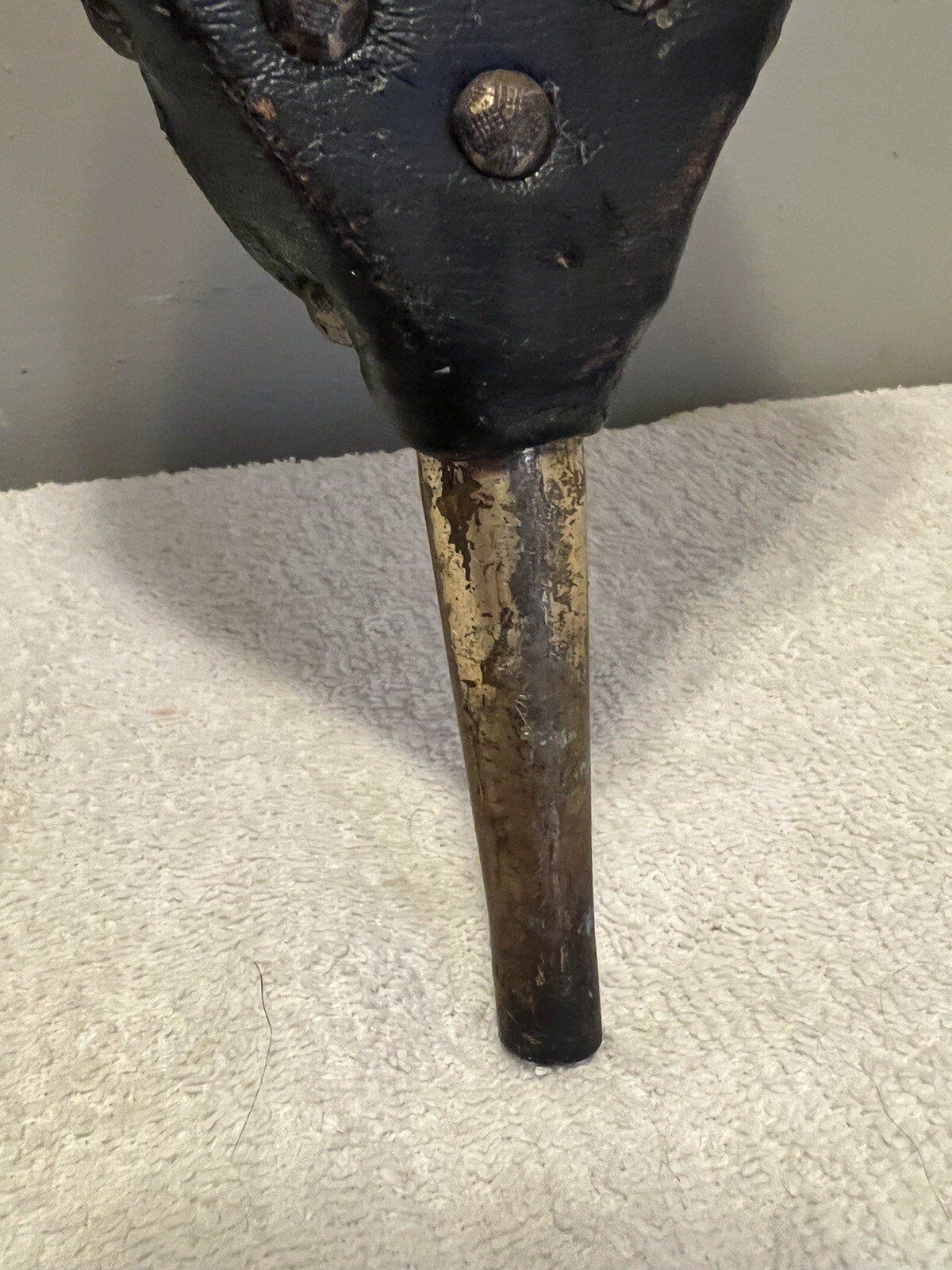 Vintage Fireplace 24” Wood Leather Bellow Blower Fire Starter Brass