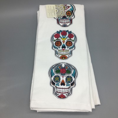 2pc Cynthia Rowley Halloween Terry Kitchen Towel Set Sugar Skull