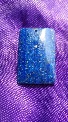 Pendentif Rectangle En Jaspe Bleu Et Doré 4,7 X 3,1 Cm - N°2826, Neuf Parfait état