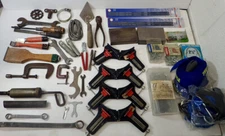 vintage hand tools and hardware lot Screws Corner Clamps Thule Straps Wrenches