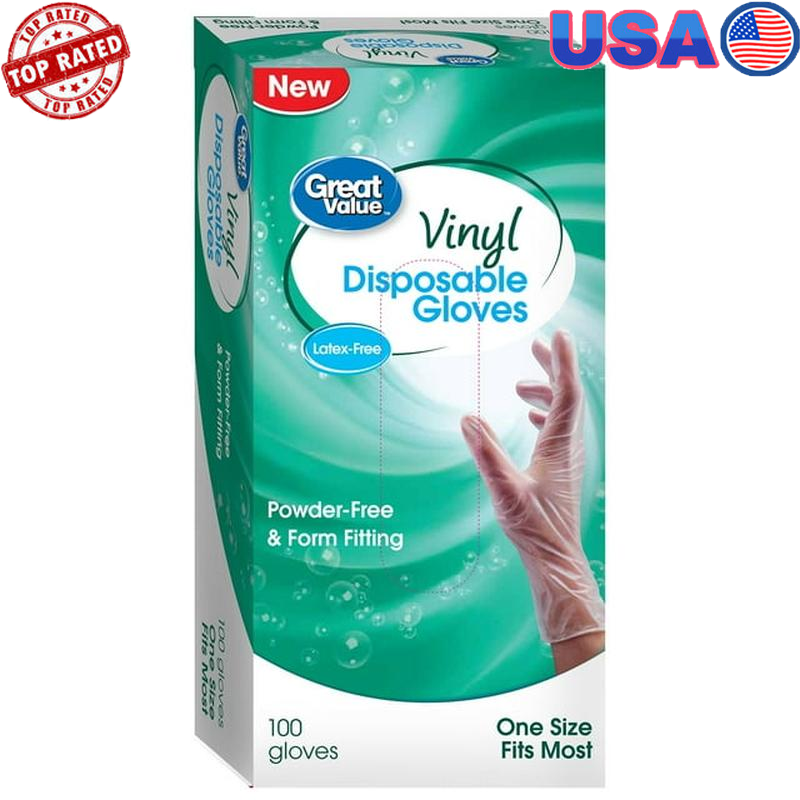 Disposable Vinyl Gloves 100 Count Multi-Purpose Food Safety Protection New