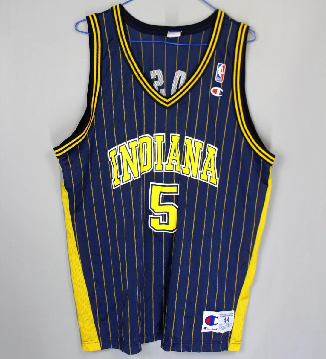 Champion NBA Jalen Rose Indiana Pacers Pinstripes Jersey Sz 44