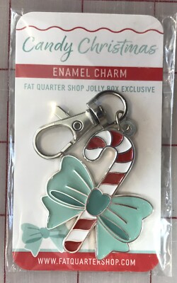 Fat Quarter Shop Exclusive Candy Cane Enamel Zipper Charm, Rare