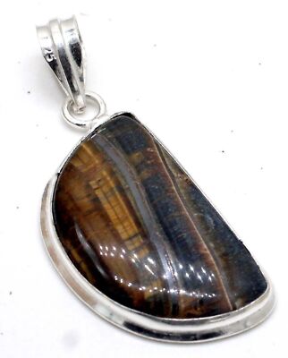 925 Sterling Silver Tiger Eye Gemstone Handmade Jewelry Pendant S-2''