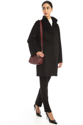 Damen Wollmantel von Max Mara Intrend Schwarz 100% Wolle Gr It 46 De 42 NP 245,0