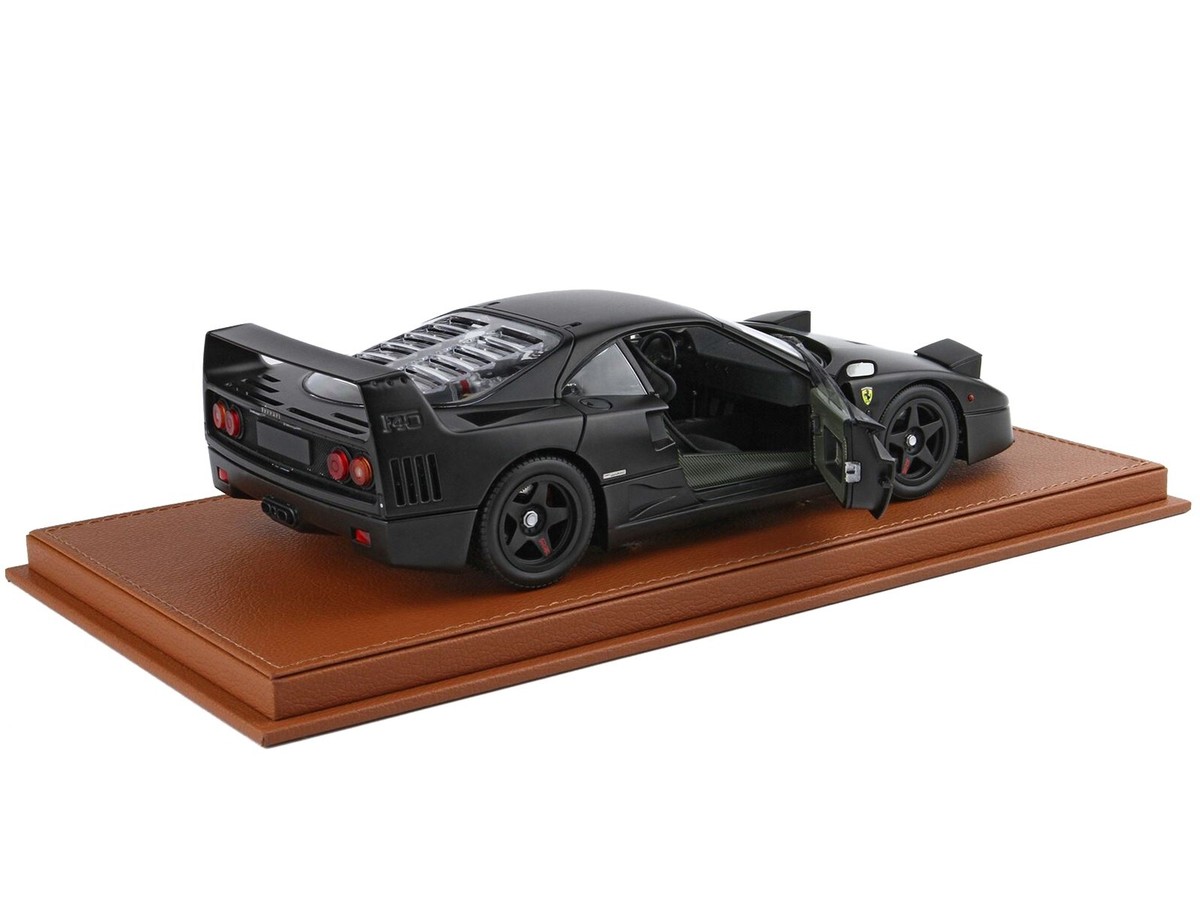 FERRARI F40 MATT BLACK & DISPLAY CASE 1/18 MODEL CAR BY BBR/KYOSHO