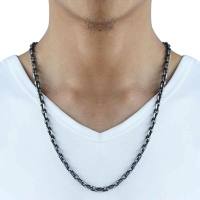 Cable Chain Necklace for Men Gunmetal 