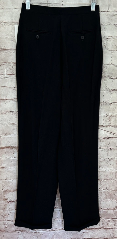 Jones New York VTG Womens Black Trouser Pants High-Waisted Pleated Cuffed Size 4 - Image 4 of 4