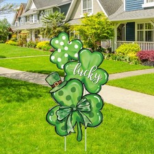 St. Patrick' s Day Outdoor Decorations Shamrock Yard Stakes 31 Inch Irish Luc