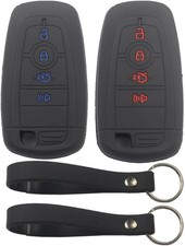 2Pcs Rubber Silicone 4 Buttons Remote Smart Key Fob Cover Case Blue Black