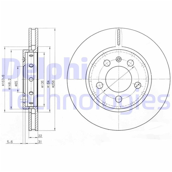 2X Delphi Bremsscheiben Hinten 256Mm BelÜFtet Passend FÜR Audi A3 TT Seat Leon-image