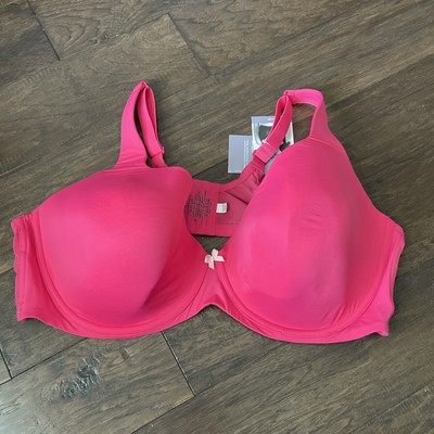 Catherines Uplifting Plunge Bra Underwire Medium Coverage Hot Pink Plus Size 52D