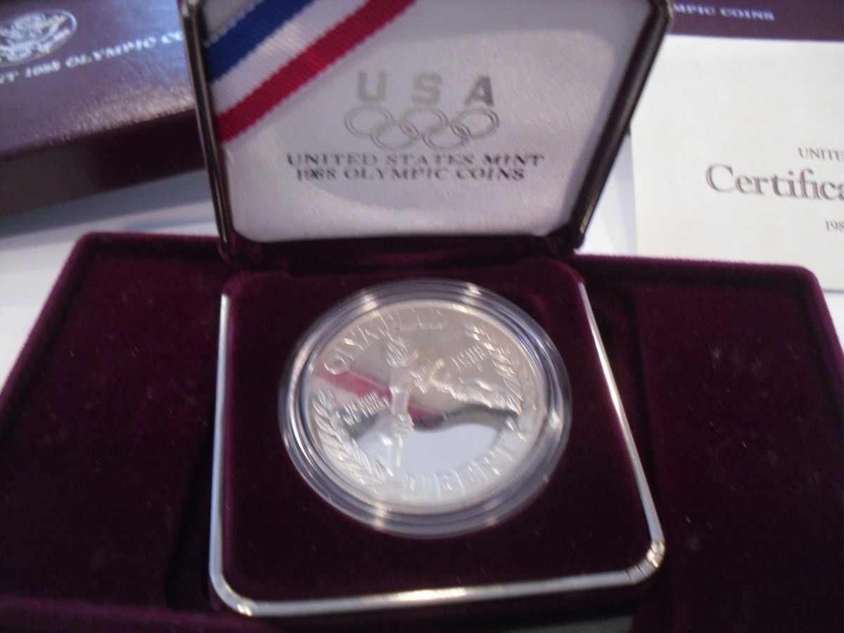 アメリカオリンピック1988年 1988 United States Mint Olympic Proof Silver Dollar Box COA OGP