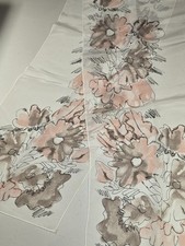 Vera Neumann Signed Scarf Chiffon Off White Floral Design 12x56