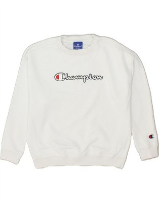 Champion Jungen Grafik Sweatshirt Pullover 7-8 Jahre Small weiß Baumwolle ZW02