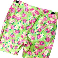 Y2K Lilly Pulitzer Crop Pants Pink Rhinoceros White Label Preppy Womens 2 27x23