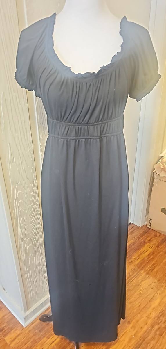 Paper Doll black maxi women's 1X/XL peasant dress empire waist fun light  ruffles