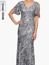NWT Alex Evenings Sequin Lace Cold Shoulder Trumpet Evening Gown, size 8, 269