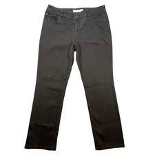 Chico's Black Platinum Denim Straight Leg Jeans Women Size 1 Short