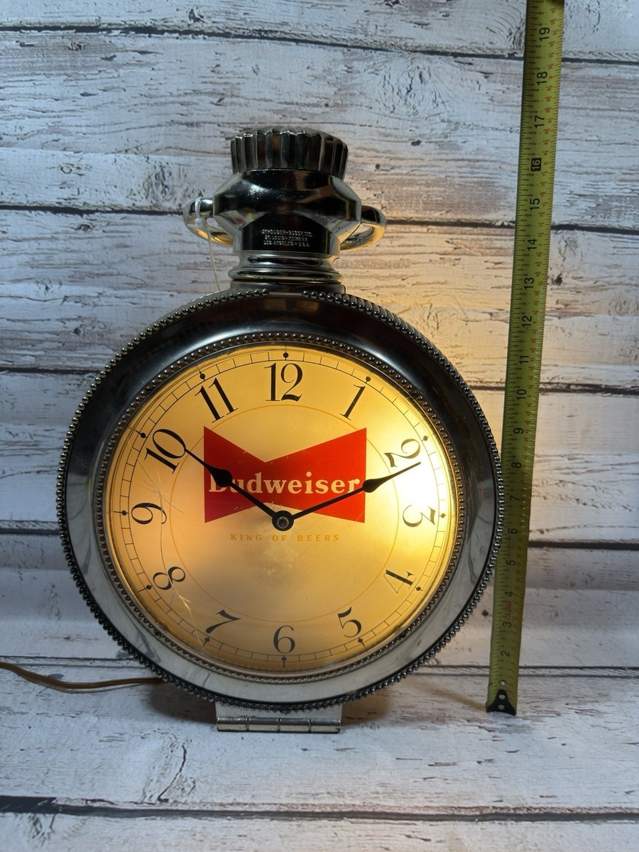 VTG Budweiser King Of Beers Pocket Watch Hanging Lighted Clock