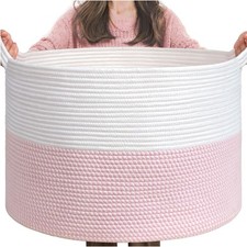 Modern Pink Storage Basket with Easy Grip Handles - Perfect for Kids' Rooms
