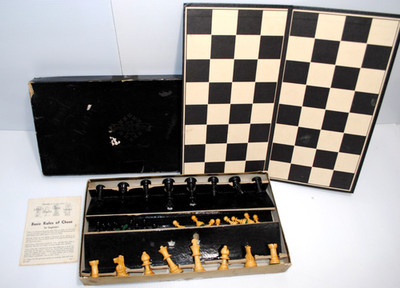cavalier deluxe hand carved chess set vintage
