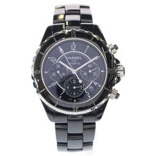 CHANEL J12 Chronograph Ce at Ceramic Automatic Watch H0940 Black Dial Used 8770e