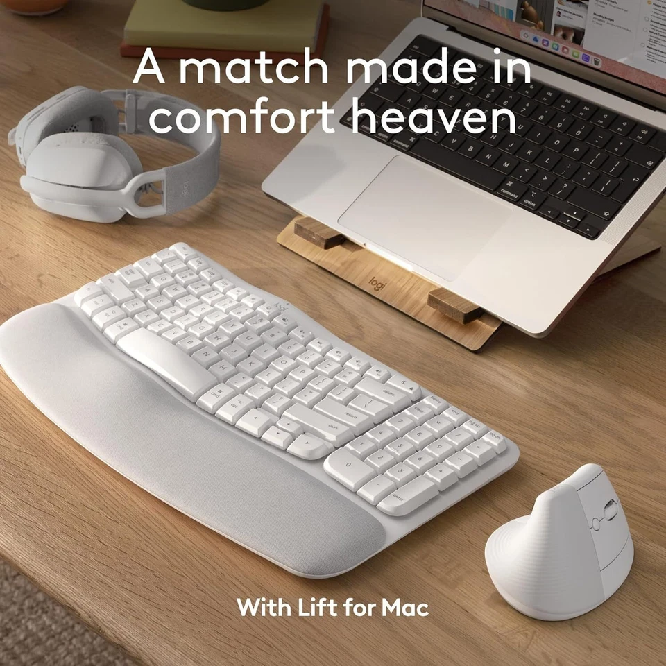 Logitech Wave Keys Bluetooth Wireless Ergonomic Keyboard,for Mac - Off White - Image 4 of 4