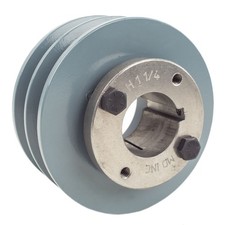 Cast Iron 4" Dual Groove Pulley 2 Belt B Section 5L with 1-1/4" Sheave Bushing