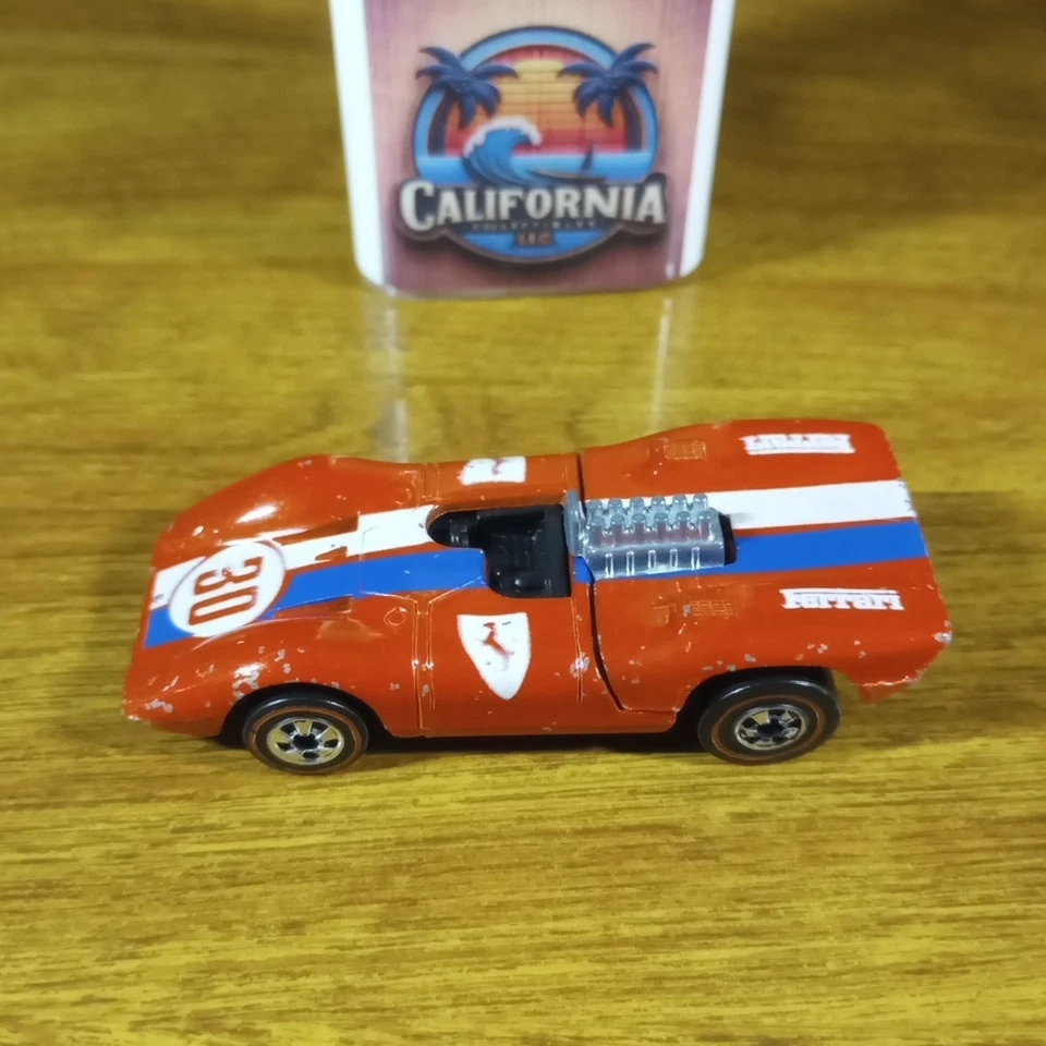 Hot Wheels Flying Colors Ferrari 312P Enamel Red Black Base Hong Kong 1976 - Image 2 of 4