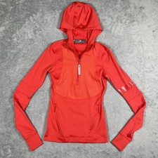 Adidas Stella McCartney Jacket Womens 2XS Red Parley Hooded 1/2 Zip Running