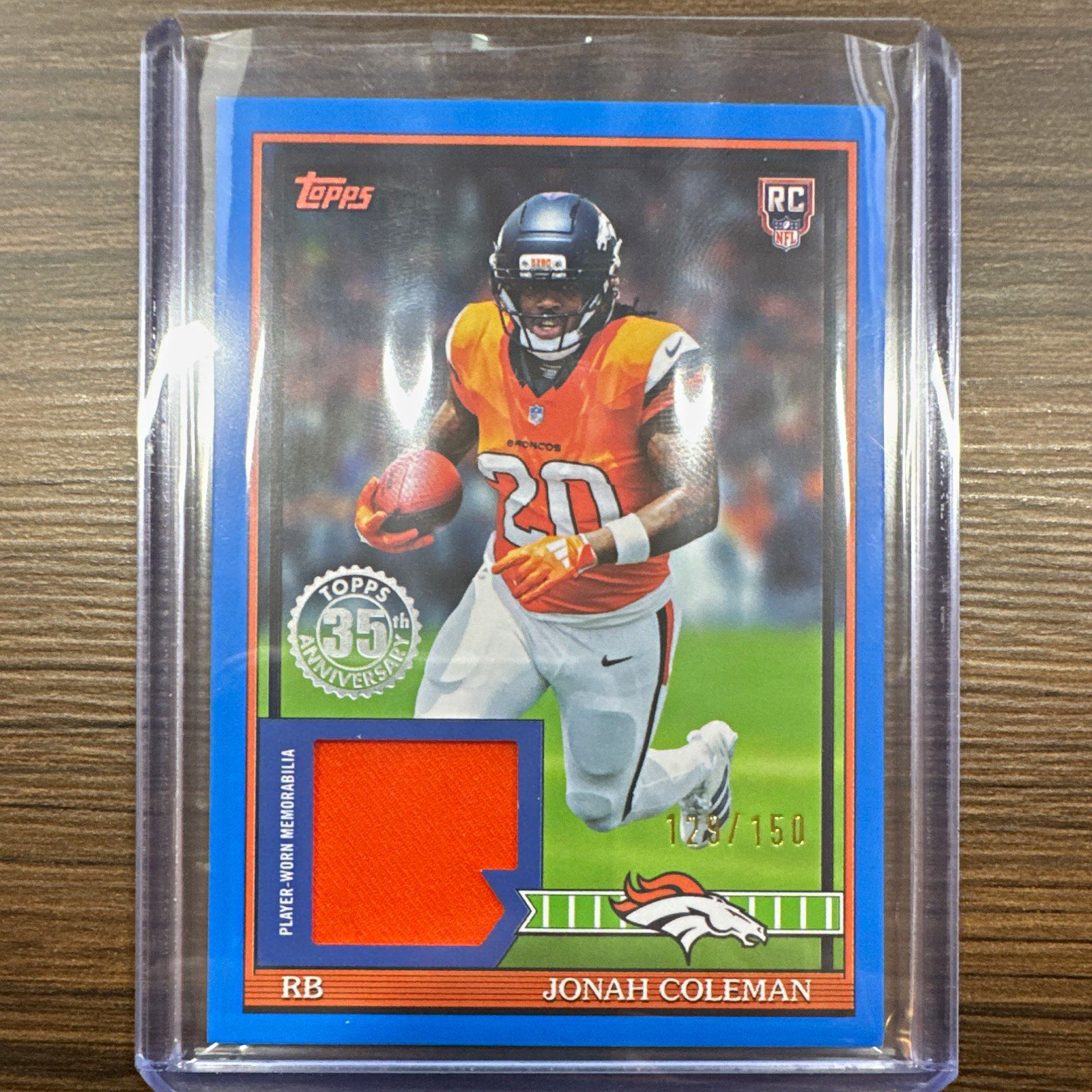 Topps 2026 Flagship 1991 Rookie Relic Jonah Coleman #91RR-JC 129/150 Broncos NFL