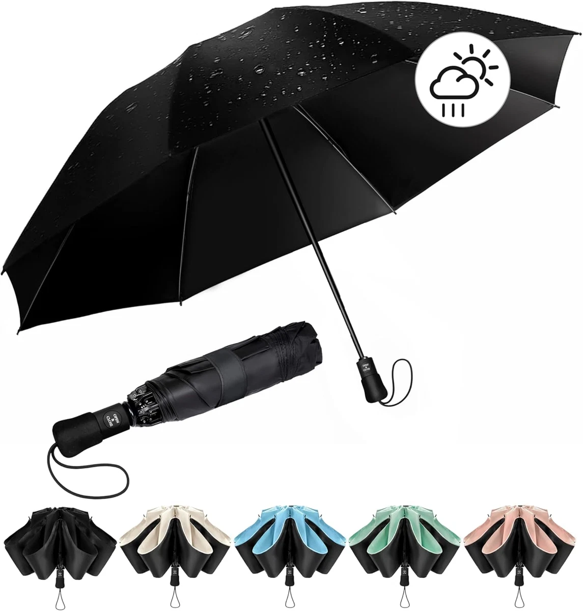 Ombrello Da Viaggio Leggero 18cm Chiuso Ombrello Compatto Antipioggia E UV – Leggero, Pieghevole E Resistente Al Vento, Perfetto Per Viaggi E Giorni Di Pioggia Ombrello Bianco Da Sole