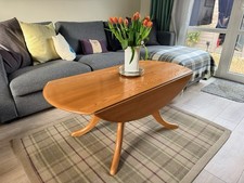 Ercol “drop-leaf” Coffee Table (Chester) - Light Finish With Pedestal Base