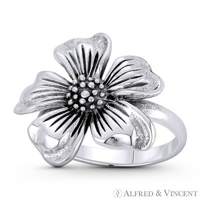 Wild Flower Free-Spirit Charm 925 Sterling Silber Rechtshand Statement Boho Ring