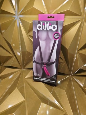 Dillio Strap-On Suspender Harness Set With Silicone Dong Purple 6 Inch