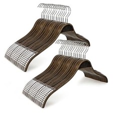 Slim Wooden Hangers with Extra Soft Non-Slip Rubber Grips, 30 30 PCS Antique