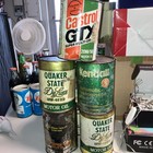 Lot Of 5 Vintage Oil Cans 1 Quart Quaker State Deluxe, Slick 50, Castrol Super + — photo 1