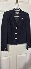 Vintage Talbots Navy Blue Pinstripe Blazer Jacket Size 6 Made in Italy