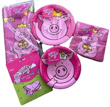 M&S Percy Pig Party Bundle - Party Table Cloth, Plates, Bowls, Napkins & Bunting