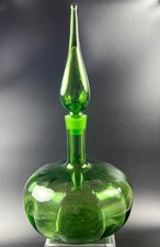 Vintage MCM Blenko 6530s Green 1960s decanter w stopper optic Genie Bottle Myers
