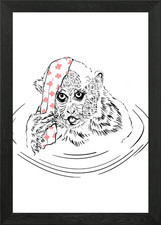 Monkey at hot spring Framed Wall Art Poster Canvas Print Picture