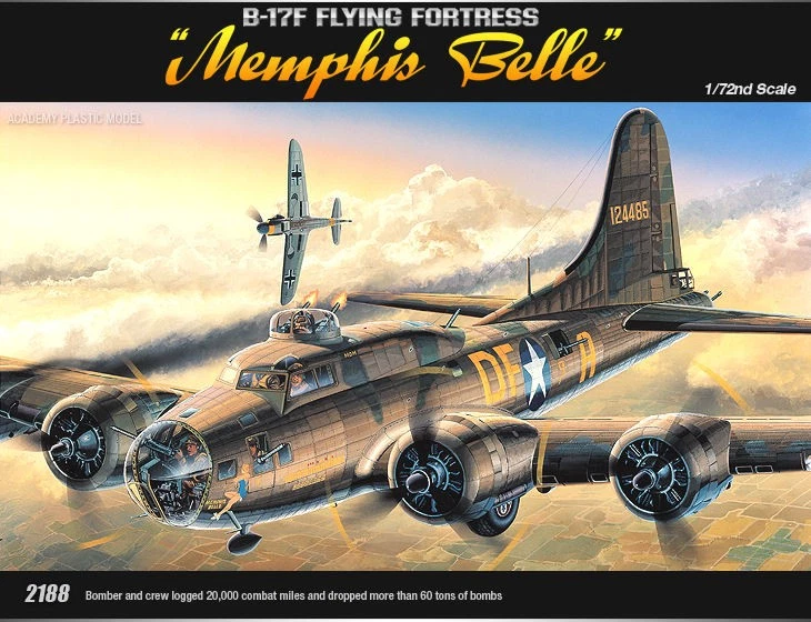 KIT MODELLINO AEREO STATICO ACADEMY B-17F MEMPHIS BELLE MODELLISMO SCALA 1:72 - Immagine 2 di 4
