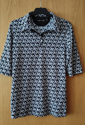 Marc Cain Sports Shirt, dunkelblau/weiß/lila/beige, ''MC''-Muster, Gr. N4 (EU 40)